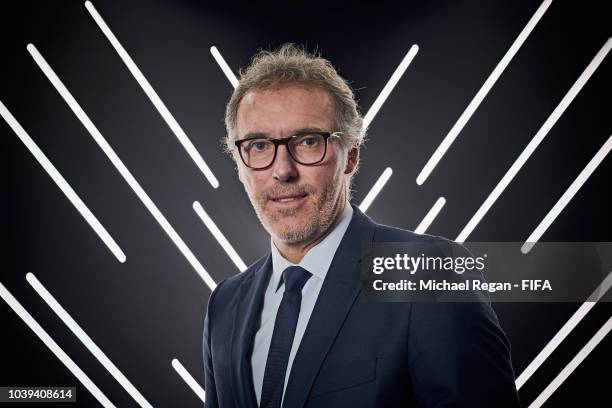 Laurent Blanc pictured inside the photo booth prior to The Best FIFA Football Awards at Royal Festival Hall on September 24, 2018 in London, England.