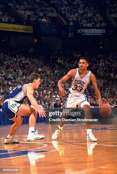 Playoffs: Duke Grant Hill in action vs Kentucky. Philadelphia, PA 3/28/1992 CREDIT: Damian Strohmeyer