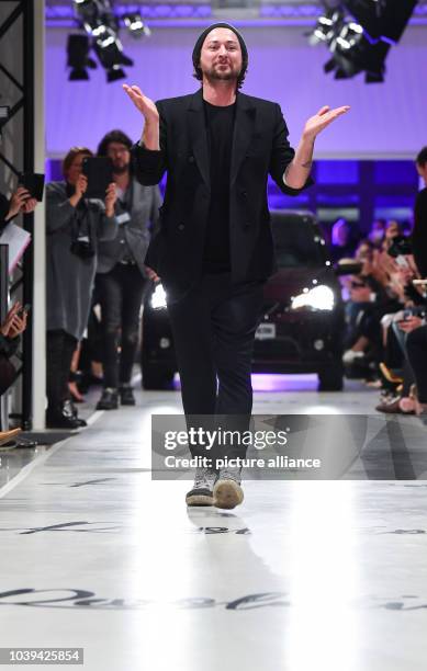 Presentation of the fashion label "Marcel Ostertag" during the Mercedes Benz Fashion Week in Berlin, Germany, 18 January 2017. The designer Marcel...