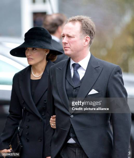 Prince Gustav and Carina Axelsson arrive at the Evangelische Stadtkirche in Bad Berleburg, on March 21 to attend HH Prince Richard_s zu Sayn...
