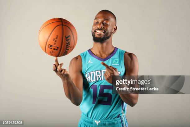 Kemba Walker poses for a portrait during the Charlotte Hornets Media Day at the Spectrum Center on September 24, 2018 in Charlotte, North Carolina.