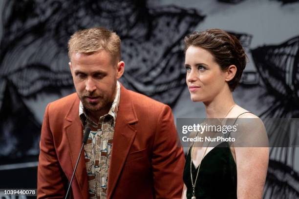 Ryan Gosling and Claire Foy attend the 'First Man' Red Carpet during the 66th San Sebastian International Film Festival on September 24, 2018 in San...