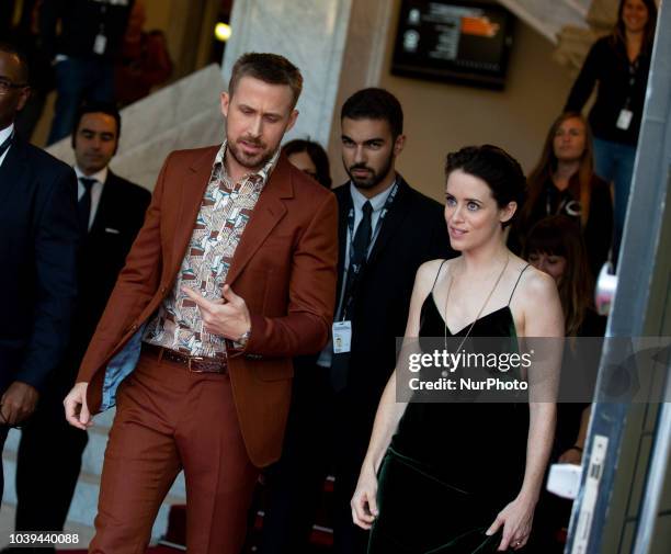 Ryan Gosling and Claire Foy attend the 'First Man' Red Carpet during the 66th San Sebastian International Film Festival on September 24, 2018 in San...