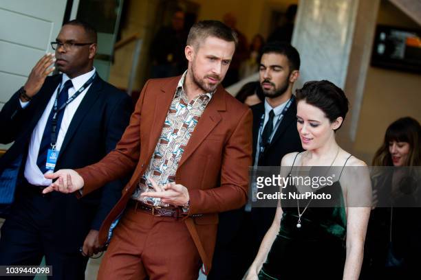 Ryan Gosling and Claire Foy attend the 'First Man' Red Carpet during the 66th San Sebastian International Film Festival on September 24, 2018 in San...