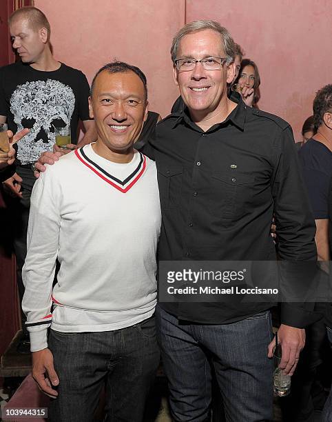 Elle magazine creative director Joe Zee and Lacoste CEO Steve Birkhold attend Lacoste L!VE at The Rose Bar at Gramercy Park Hotel on September 8,...