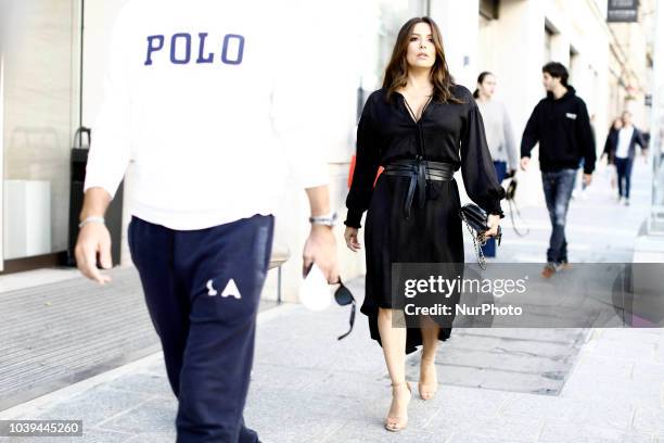 Eva Longoria seen walking in Paris, France, on September 24, 2018.