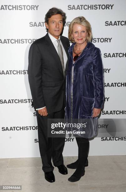 Nigel Havers and Georgiana Bronfman attends the Saachi and Saachi Party to celebrate 40 years of Saachi at the Saachi Gallery on September 9, 2010 in...