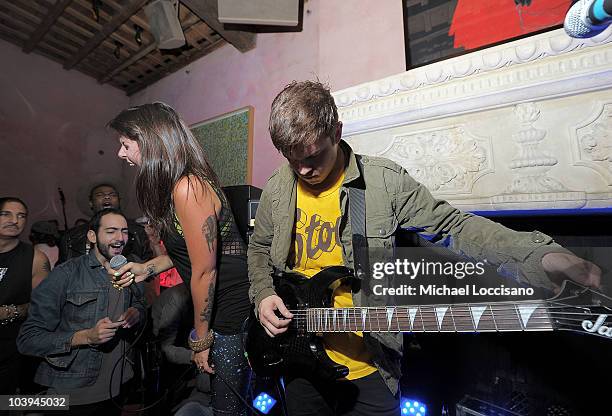 Alexis Krauss and Derek Miller of Sleigh Bells perform during Lacoste L!VE at The Rose Bar at Gramercy Park Hotel on September 8, 2010 in New York...