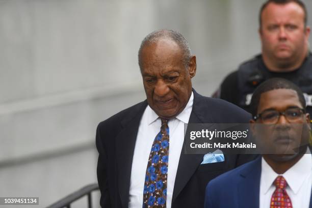 Bill Cosby departs the Montgomery County Courthouse on the first day of sentencing in his sexual assault trial on September 24, 2018 in Norristown,...