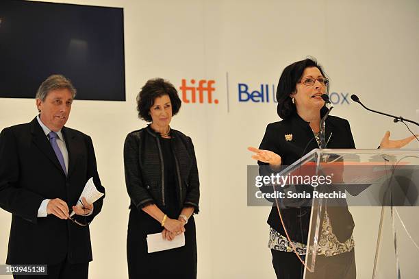 Director Ivan Reitman, Agi Mandel and Susan Michaels attend the Reitman Square Dedication held at TIFF Bell Lightbox during the 35th Toronto Film...