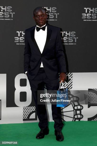 Golo Kante of Chelsea arrives on the Green Carpet ahead of The Best FIFA Football Awards at Royal Festival Hall on September 24, 2018 in London,...