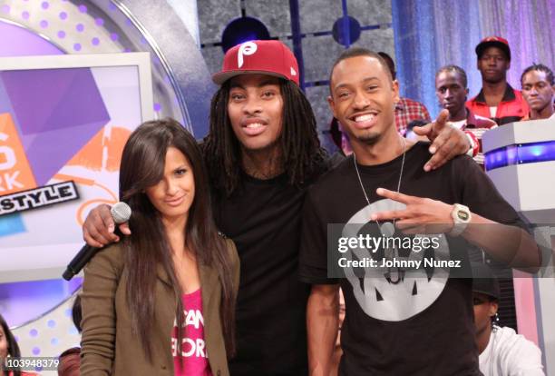 Recording artist Waka Flocka Flame visits BET's "106 & Park" with hosts Rocsi and Terrence J. At BET Studios on September 8, 2010 in New York City.