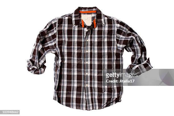 brown plaid shirt - white background - plaid shirt 個照片及圖片檔