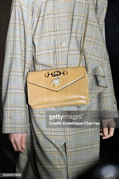 Model, detail, walks the runway at the Gucci show during Paris Fashion Week Spring/Summer 2019 on September 24, 2018 in Paris, France.