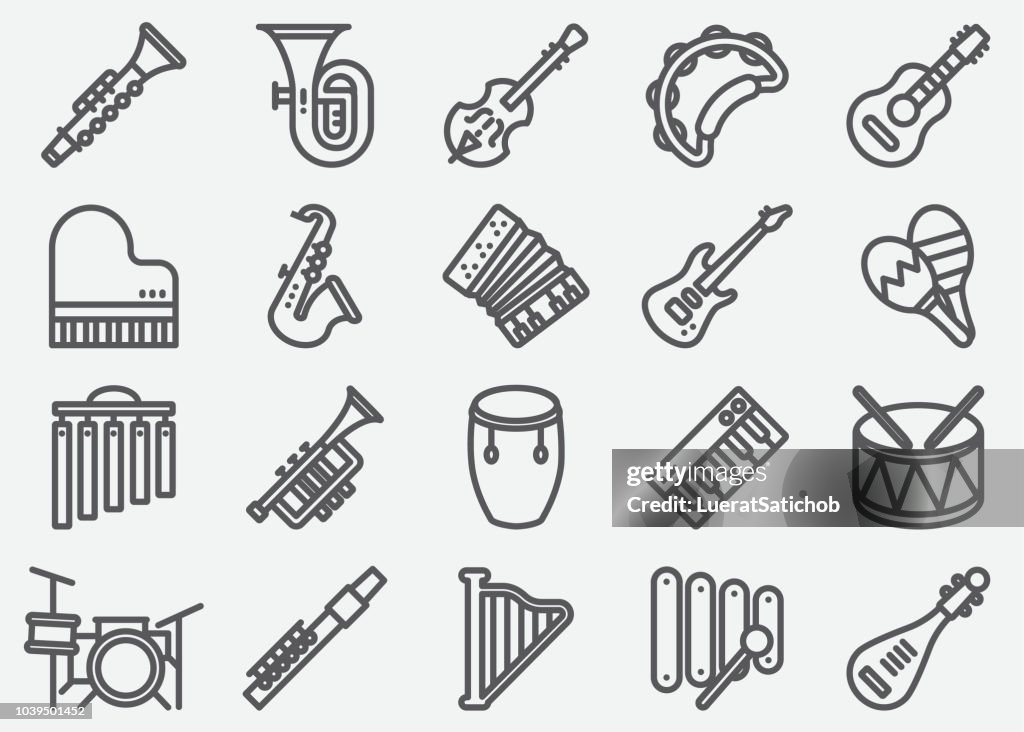 Muziekinstrument lijn pictogrammen