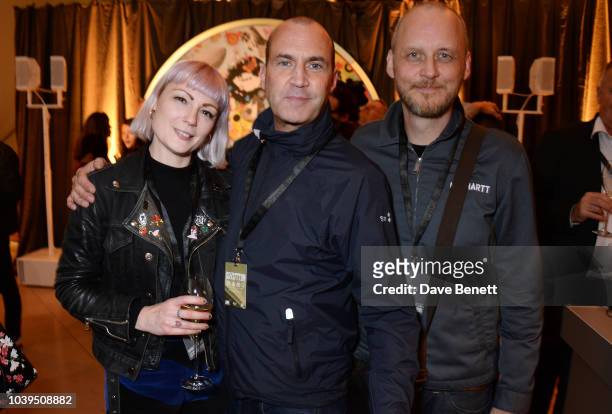 Sunta Templeton, Johnny Vaughan and Gavin Woods attend the launch of "Led Zeppelin" by Led Zeppelin, the official illustrated book marking the 50th...