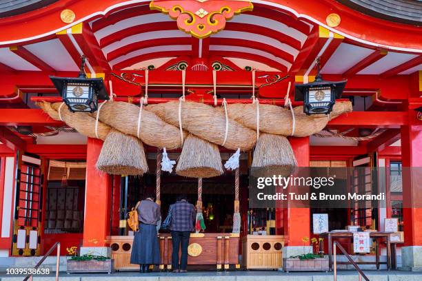 japan, tsuwano, taikodani inari jinja temple, shinto sanctuary - shrine stock pictures, royalty-free photos & images