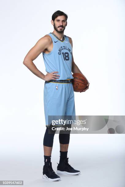 Omri Casspi of the Memphis Grizzlies poses for a portrait during Memphis Grizzlies Media Day on September 24, 2018 at FedExForum in Memphis,...