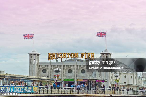 brighton pier - brighton pier sign stock pictures, royalty-free photos & images