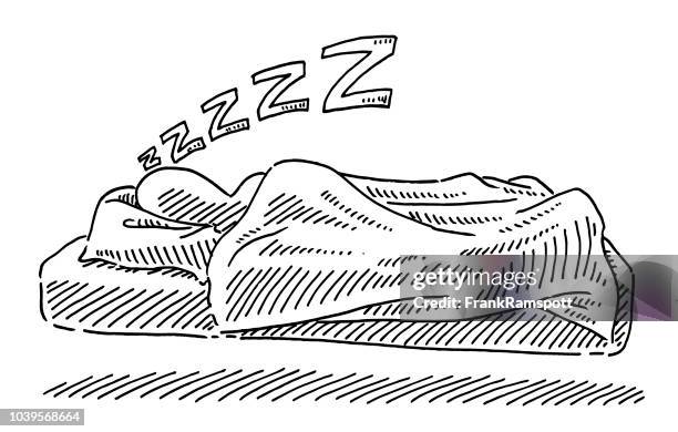 ilustrações, clipart, desenhos animados e ícones de desenho de figura humana a dormir - cobertor