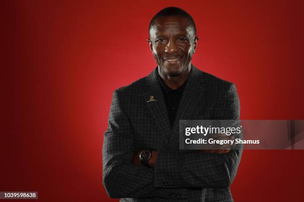 Head coach Dwane Casey of the Detroit Pistons during Media Day at Little Caesars Arena on September 24, 2018 in Detroit, Michigan. NOTE TO USER: User...