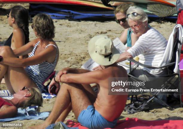 Princess Cristina and her in, her mother-in-law Claire Liebaert are seen on August 20, 2018 in Bidart, France.