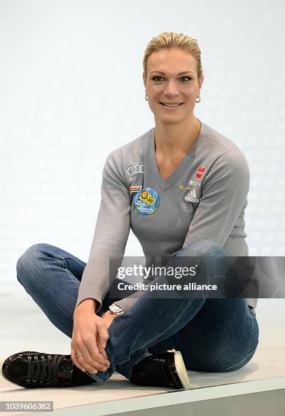 Ski Racer Maria Hoefl-Riesch Is Pictured After A Press Conference Of