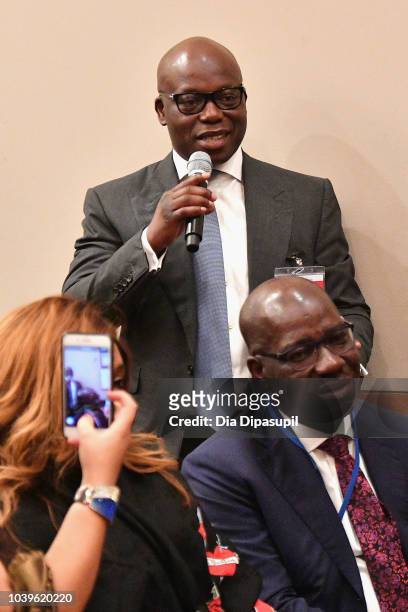 Businessman Adewale Tinubu attends a discussion of the book Africa Rise And Shine: How A Nigerian Entrepreneur From Humble Beginnings Grew A Business...