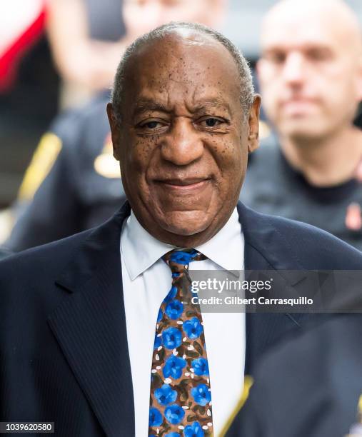 Actor/stand-up comedian Bill Cosby arrives for sentencing for his sexual assault trial at the Montgomery County Courthouse on September 24, 2018 in...