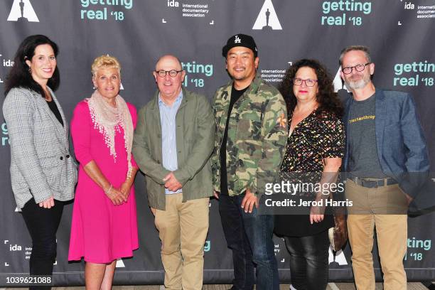 Elise Pearlstein, Carole Morison, Director Robert Kenner, Chef Roy Choi, host Evan Kleiman and Founder/Executive Director of Food Forward Rick...