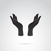 Hand icon - support, care gesture. Vector art.