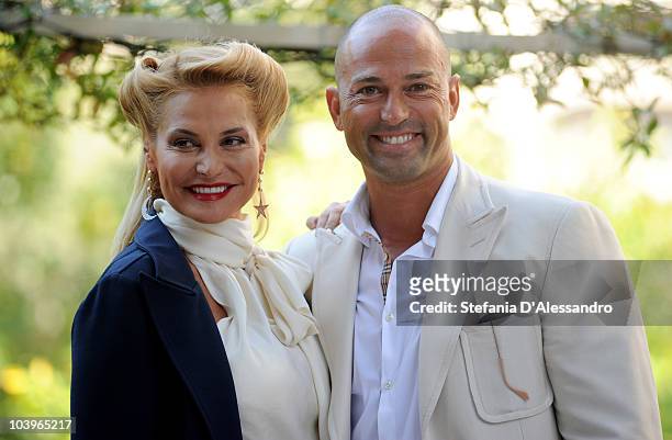 Simona Ventura and Stefano Bettarini attend a photocall for 'Quelli Che Il Calcio' at Westin Hotel on September 10, 2010 in Milan, Italy.