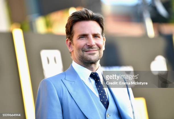 Bradley Cooper arrives on the red carpet at the Premiere Of Warner Bros. Pictures' "A Star Is Born" at The Shrine Auditorium on September 24, 2018 in...