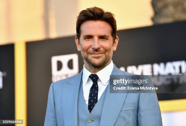 Bradley Cooper arrives on the red carpet at the Premiere Of Warner Bros. Pictures' "A Star Is Born" at The Shrine Auditorium on September 24, 2018 in...