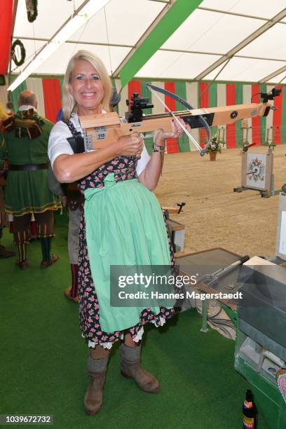 Raphaela Ackermann, sister of Thomas Gottschalk, during the BMW Armbrustschiessen as part of the Oktoberfest 2018 at Armbrust-Schuetzenfesthalle at...