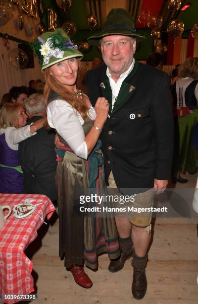 Harold Faltermeyer and his girlfriend Birgitt Wolff during the BMW Armbrustschiessen as part of the Oktoberfest 2018 at Armbrust-Schuetzenfesthalle...