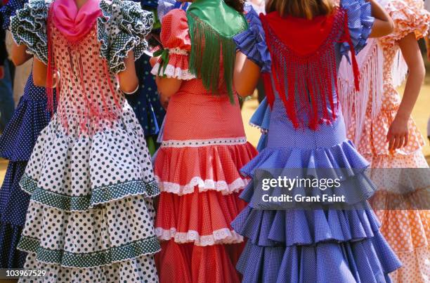 young girls in festival dresses. - traditional clothing stock pictures, royalty-free photos & images
