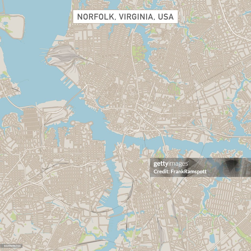 Norfolk Virginia USA stad gata karta