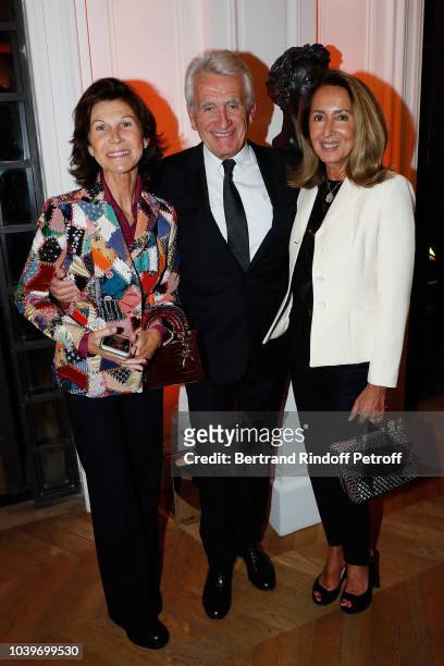 Sylvie Rousseau, Gilber Coullier and Nicole Coullier attend "Societe des Amis du Musee D'Orsay" Dinner at Musee d'Orsay on September 24, 2018 in...
