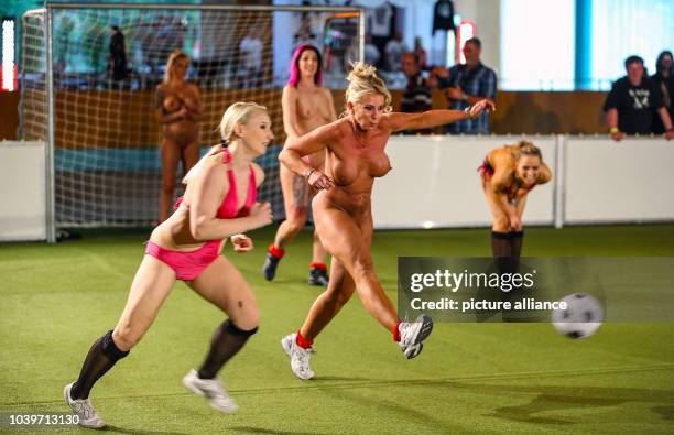 Team Erotika Deutschland plays against Team Schweden Blondes at Funkturmpalais in Berlin, Germany, 08 June 2013. The 'First erotic women's soccer...