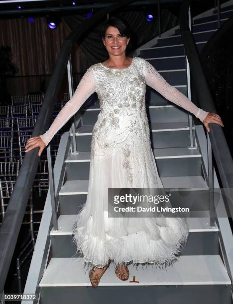 Nancy McKeon poses at "Dancing with the Stars" Season 27 at CBS Televison City on September 24, 2018 in Los Angeles, California.