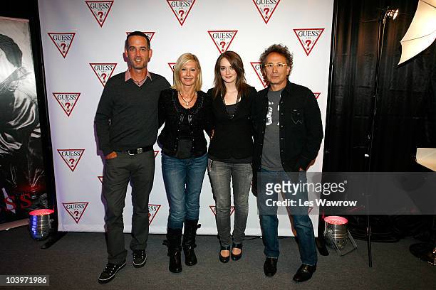 Director Michael McGowan, Actress Olivia Newton John, Actress Allie MacDonald and Actor Marc Jordan attend Guess Portrait Studio during the 2010...