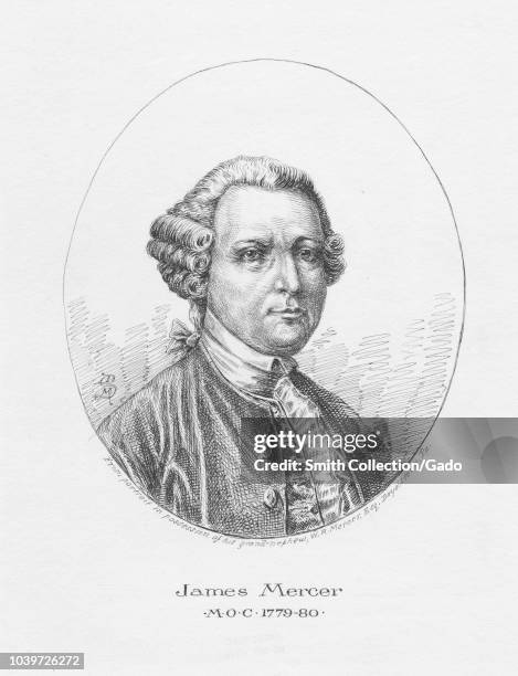 Engraved portrait of James Mercer, member of the Continental Congress, an American soldier, jurist and politician from Virginia, 1870. From the New...