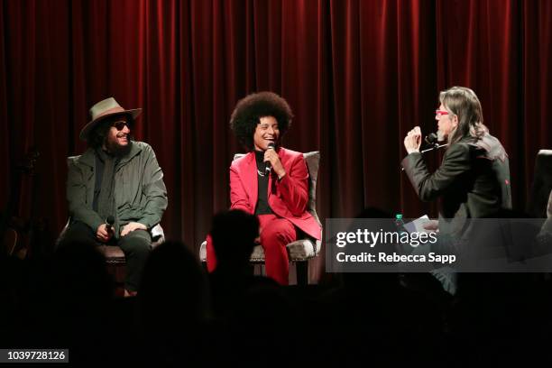 Don Was and Jose James speak with GRAMMY Museum Artistic Director Scott Goldman at Lean on Me: A Tribute to Bill Withers with Jose James & Don Was at...