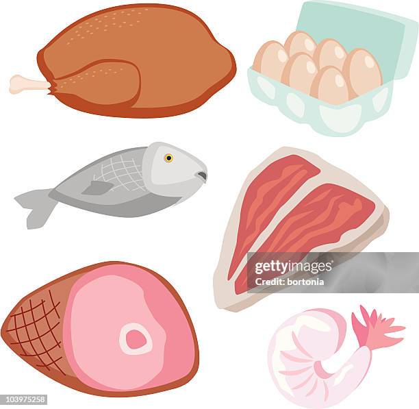 stockillustraties, clipart, cartoons en iconen met meats and meat substitutes icons - chicken
