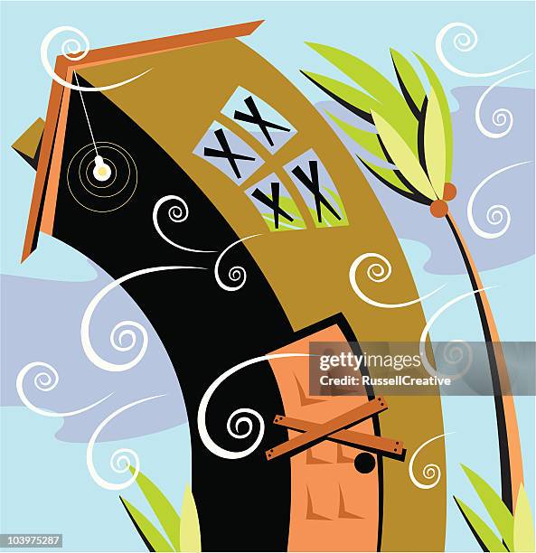 hurricane house - eye of the storm stock illustrations