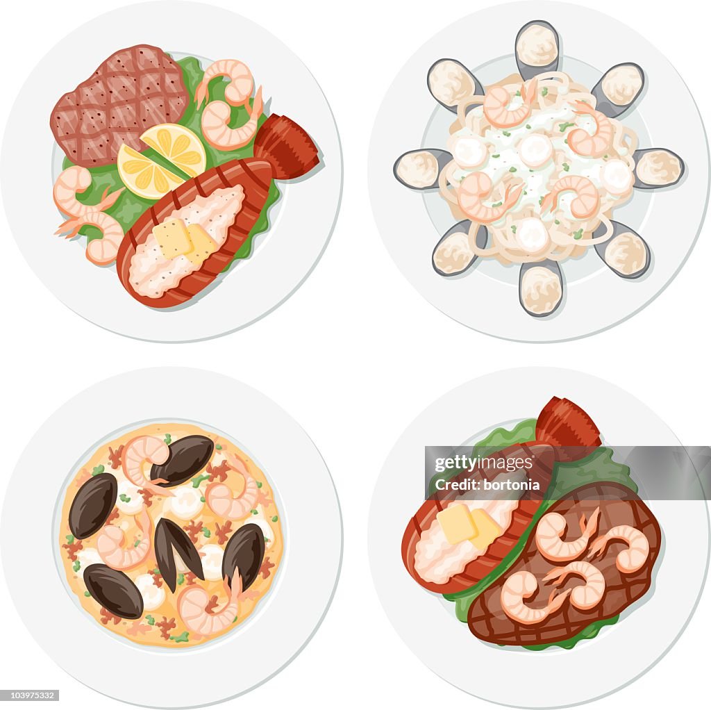 Four Seafood Plates