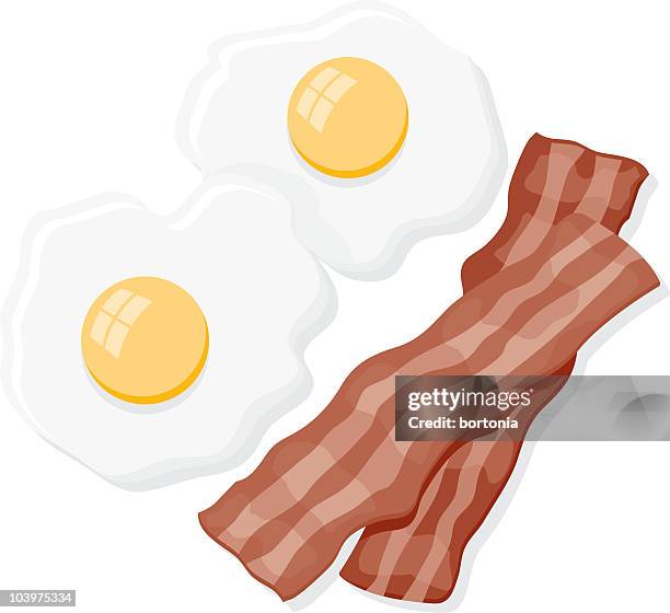 bacon and eggs icons - eggs bacon white background stock illustrations