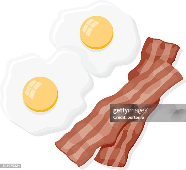 bacon and eggs icons - fried egg stock illustrations