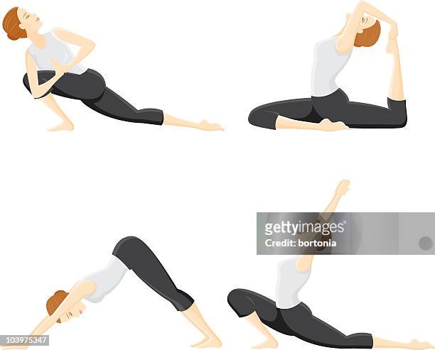 four yoga poses - head back stock illustrations